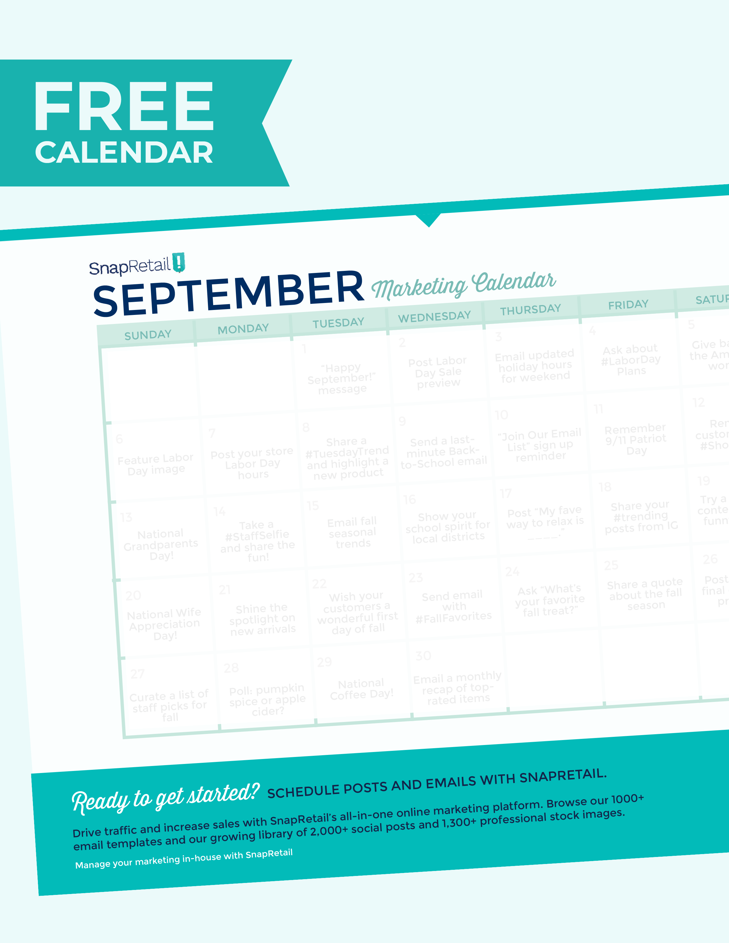 Free Marketing Calendar for September 2020 SnapRetail